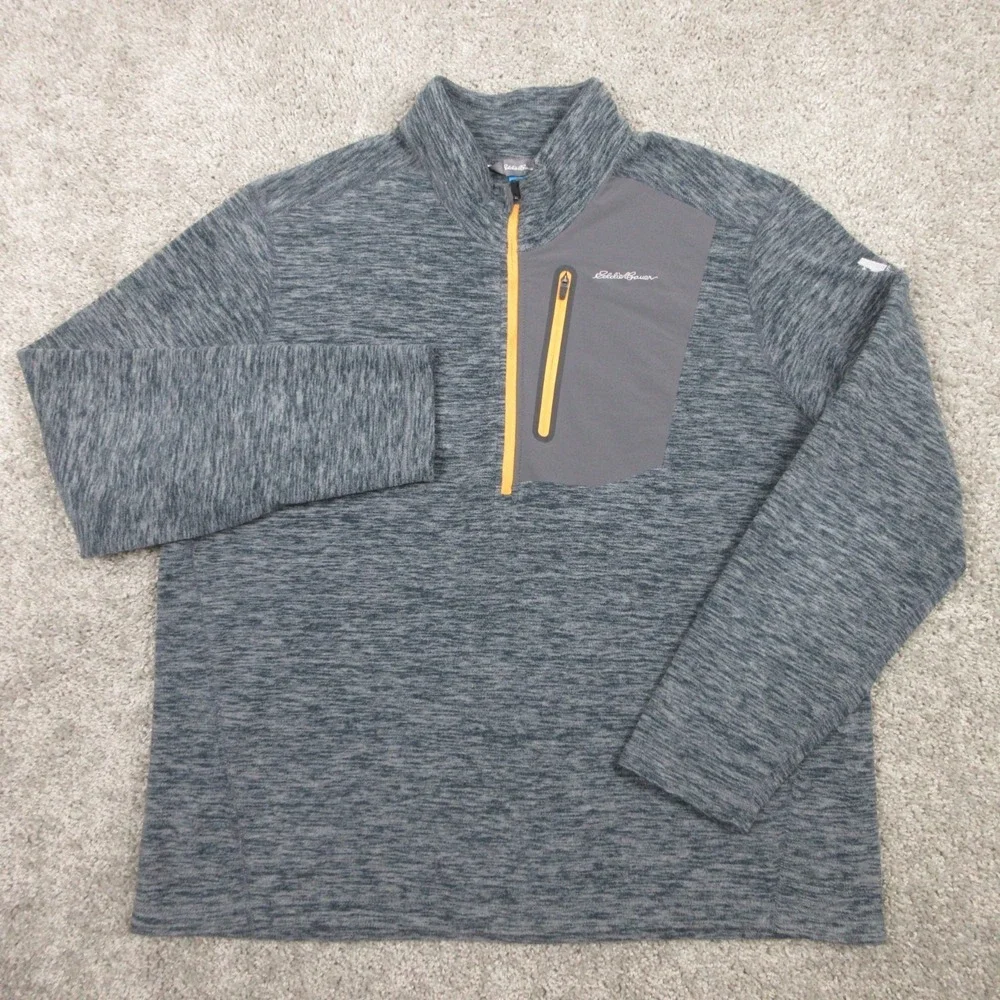 Eddie Bauer Jacket Mens XL Gray 1/4 Zip Fleece Pullover First Ascent Outdoor EUC